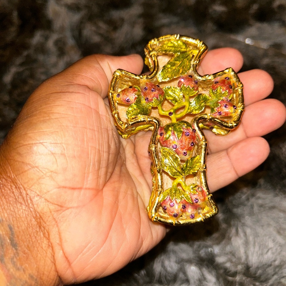 Gold Floral  Trinket cross